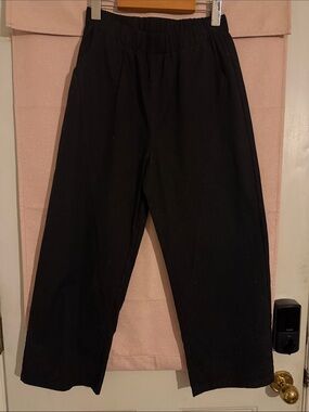 Men's Black Elastic-Waist Casual Pants
